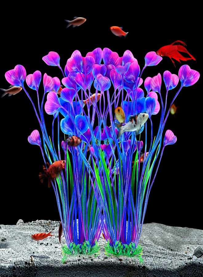 AQUANEAT Artificial Fish Tank Plants, Plastic Aquarium Accessories Large, 15.5 inch Purple Decorations, 2pcs - Image 4